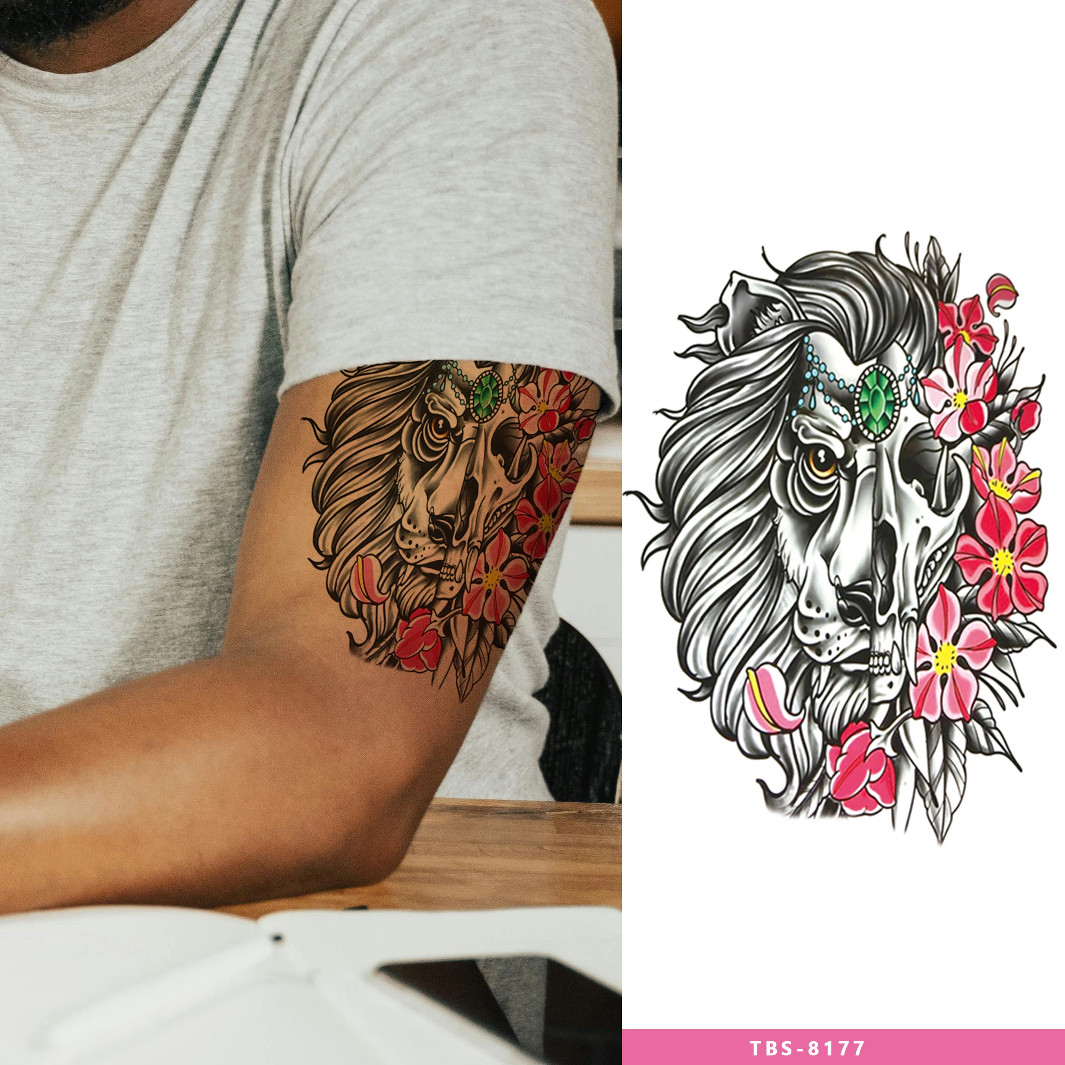 Wholesale Hot Sale Custom Waterproof Body Tattoo Sticker Waterproof Lion Temporary Tattoo For Men