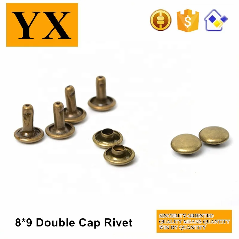 Leather craft hardware nickle plate 6mm leather craft rivets studs double cap rivet for jeans