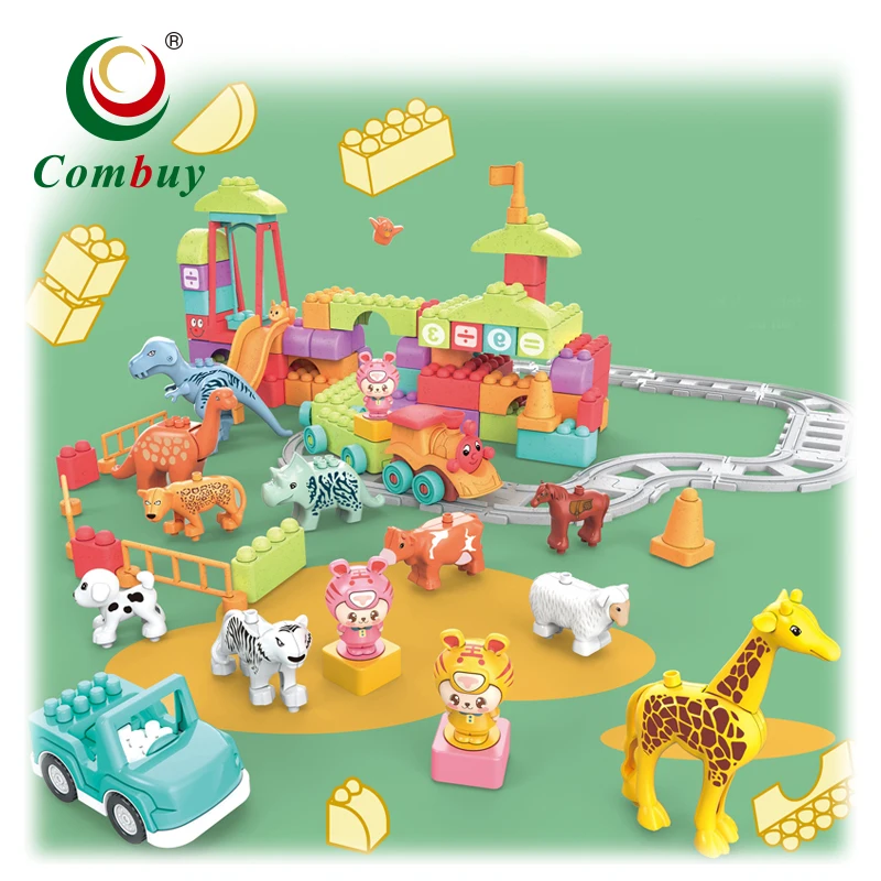 Straw material zoo assemble toy plastic baby building blocks