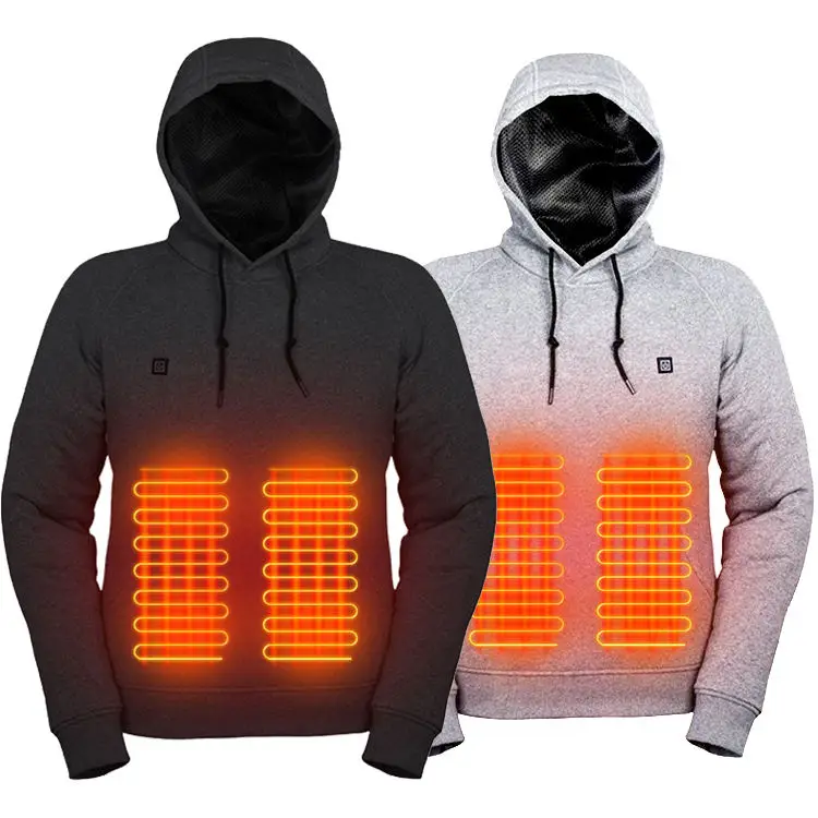 New Portable Charger Heated Hoodie Unisex Winter carbon fiber softshell heated waterproof jacket