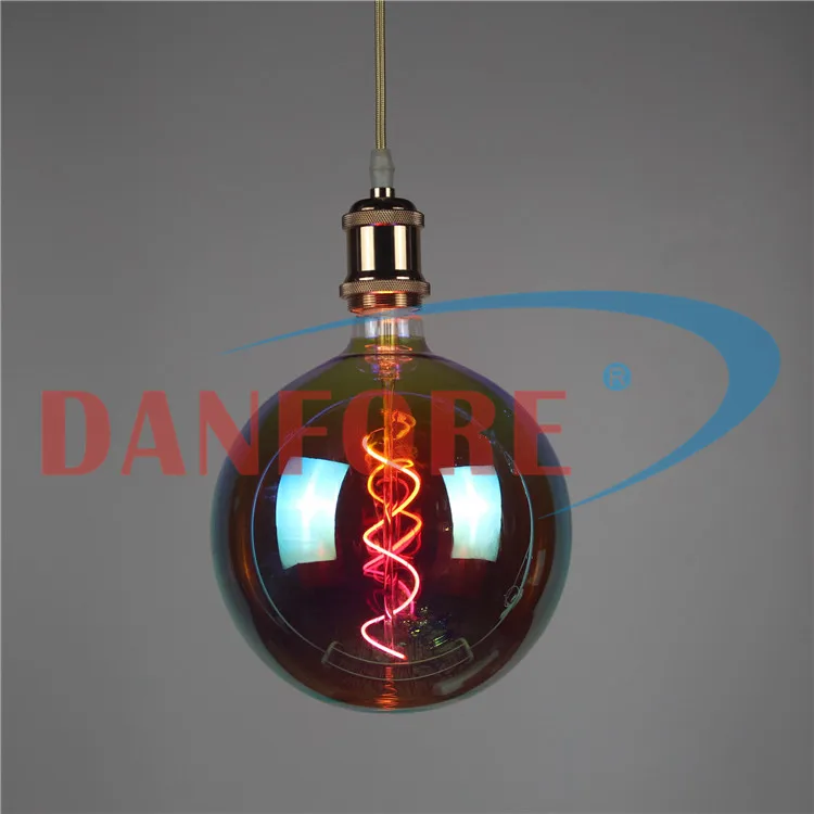 Edison screw E27 E26 B22 base Alien shape Soft flexible Filament LED light decorative led filament bulb with color plating