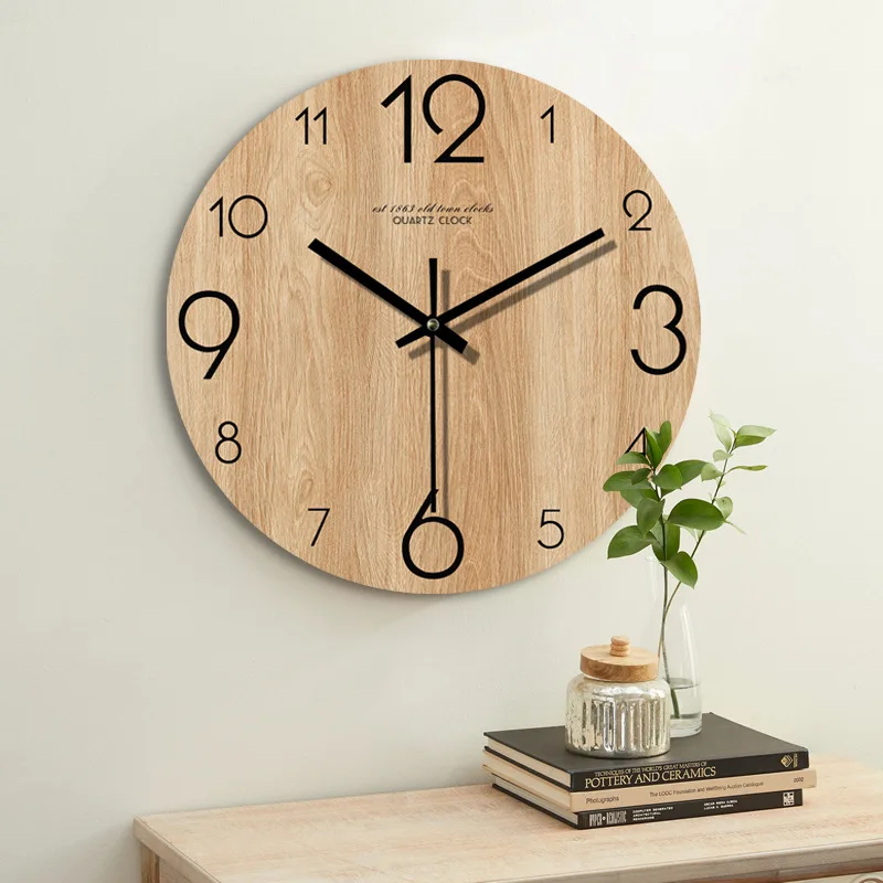 Yozeal Custom Logo Creative Home Decoration Modern Wooden Wall Clock Handmade DIY Wall Clock