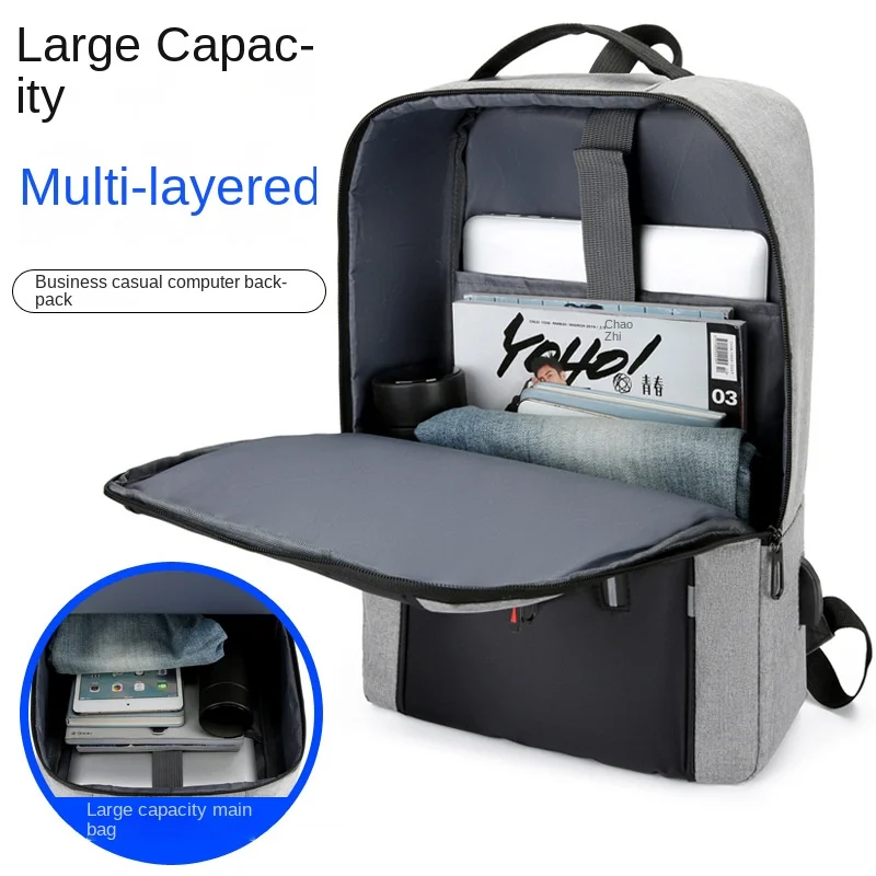 High Quality Print Logo Men College Anti Theft Water Resistant Travel Luxury Usb Bagpack Laptop Back Bag Pack