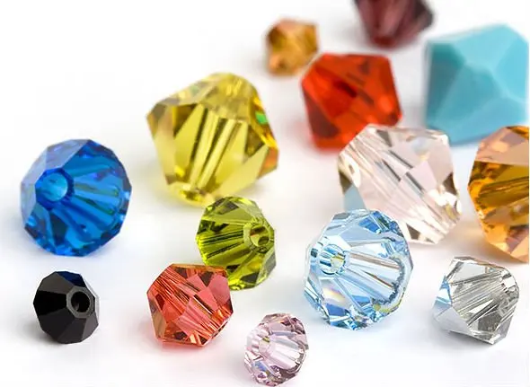 Faceted Bicone Glass Beads For Jewelry Making 6mm/8mm Pointed Crystal Beads For Women DIY Decoration Accessories 5strips/batch