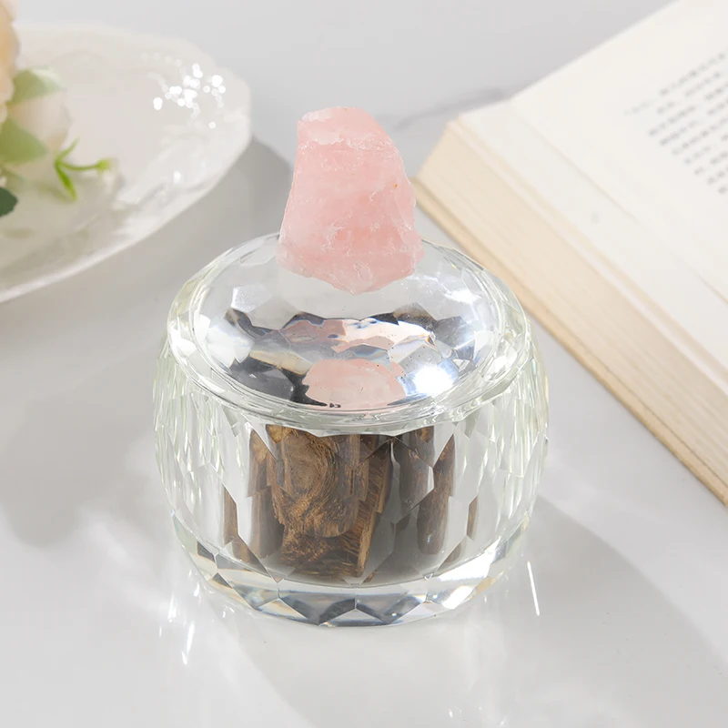 Luxury Glass Spice Box Jars Crystal Candy Jar Sugar Bowl Spice Agarwood Storage Jar With Rose Quartz Wholesales