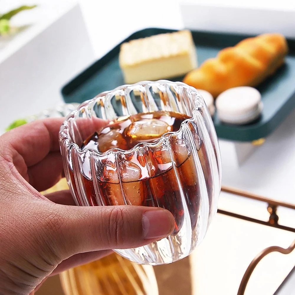 Stripe Double Wall High Borosilicate Glass Mug Heat Resistant Tea Milk Juice Coffee Water Cup Whisky Espresso Coffee