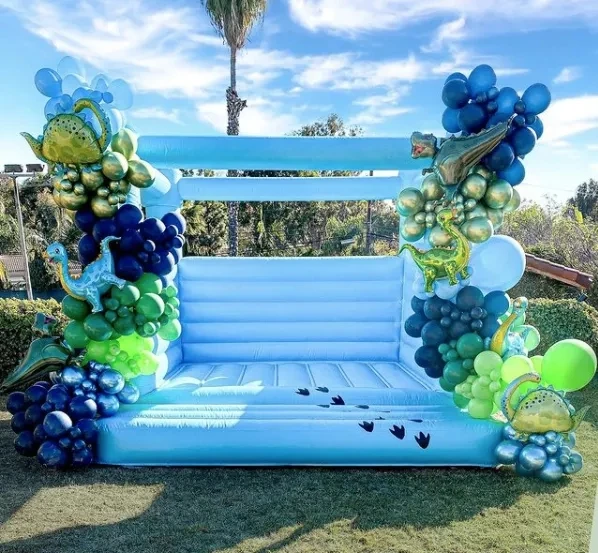 15x15 футов белый упругий дом цветочное украшение Свадьба упругий замок для взрослых Белый упругий дом упругий замок