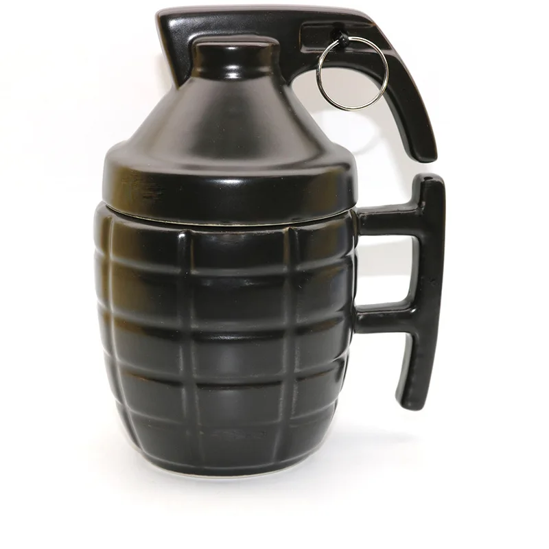 JCX/2023 Wholesale personalized creative grenade coffee mug grenade shape ceramic cup mug with lid custom logo