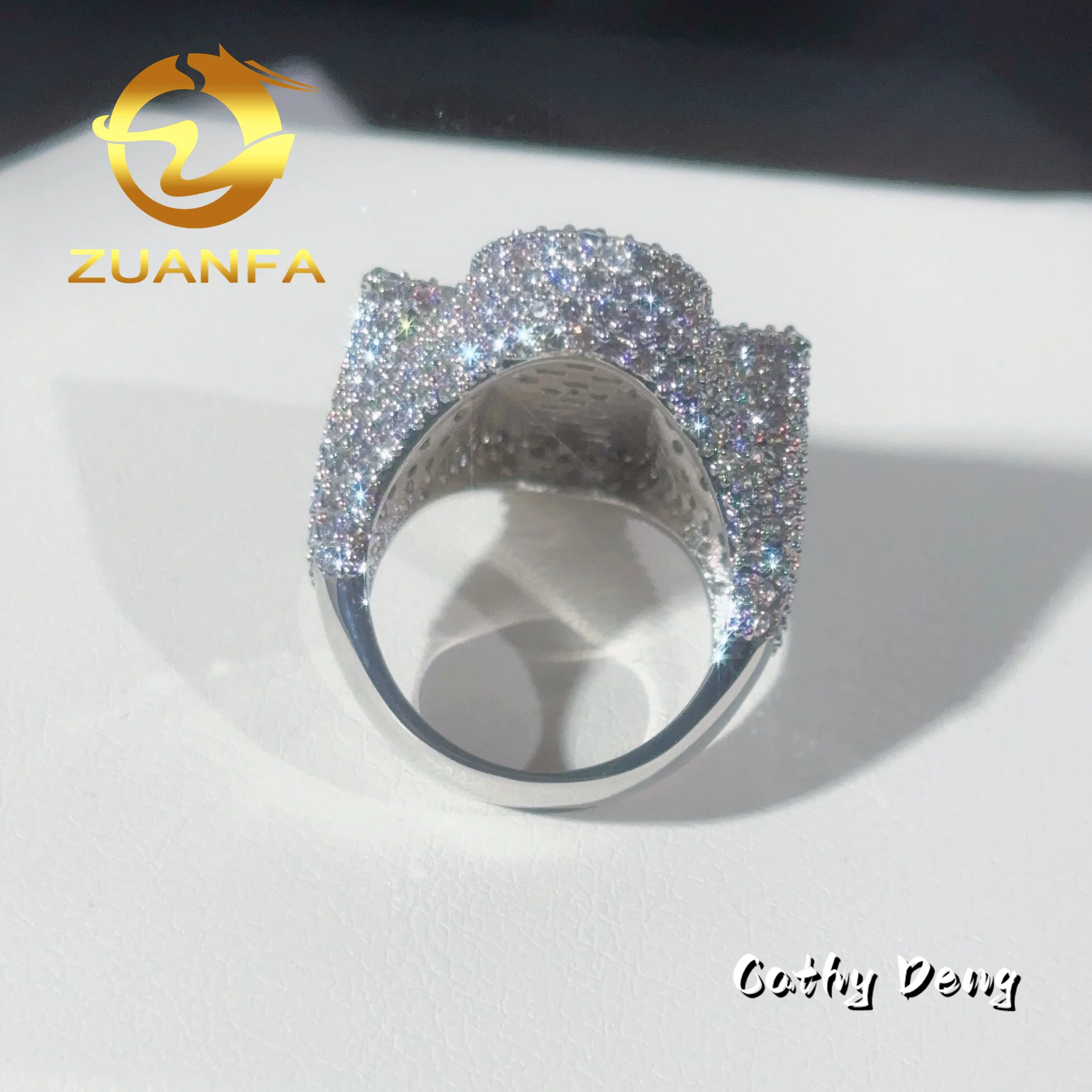 Zuanfa Jewelry Hot Selling Hip hop Ring Cross Full Pave Moissanite 925 Sterling Silver Ice out Moissanite Men Diamond Ring