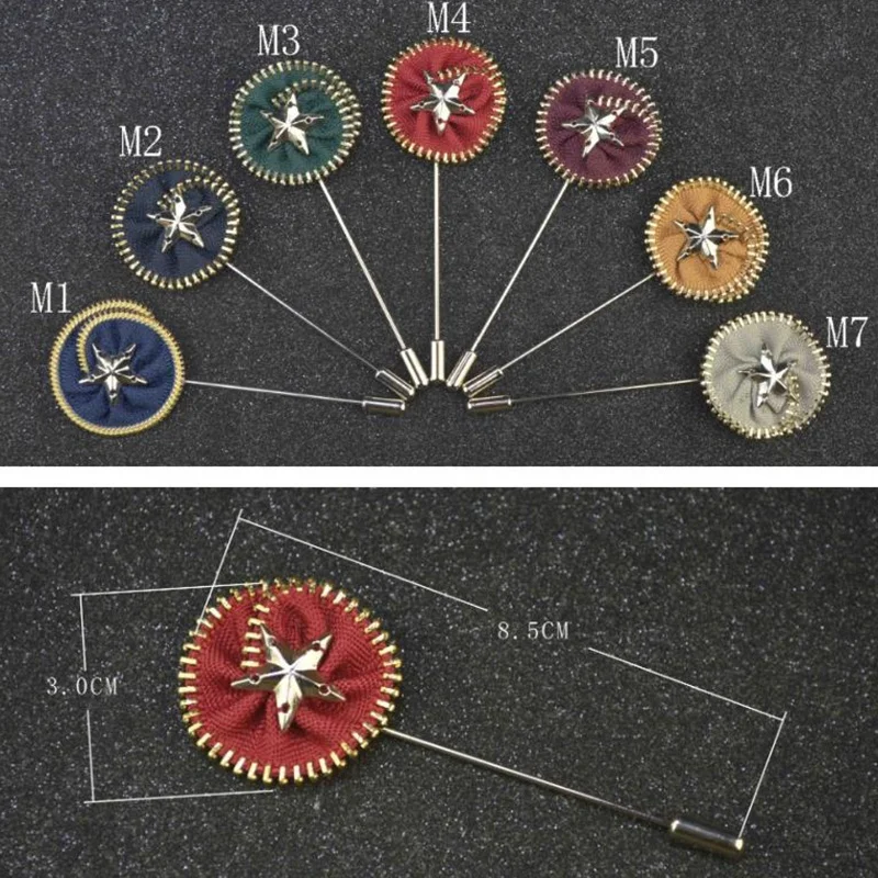 special design funny handmade zipper star flower brooch lapel pin for mens suits