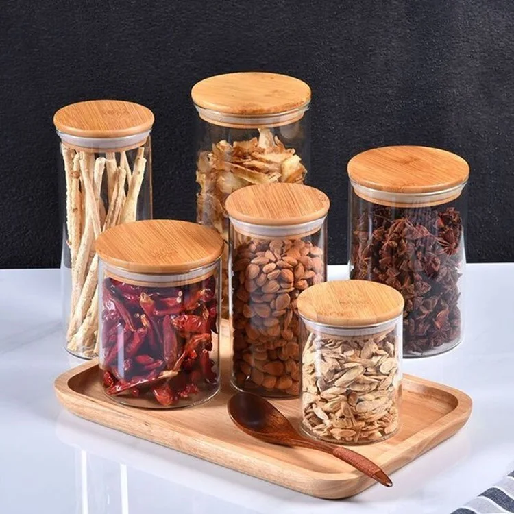 Original Authentic Round Elegant Storage Glass Jar With Bamboo Lid