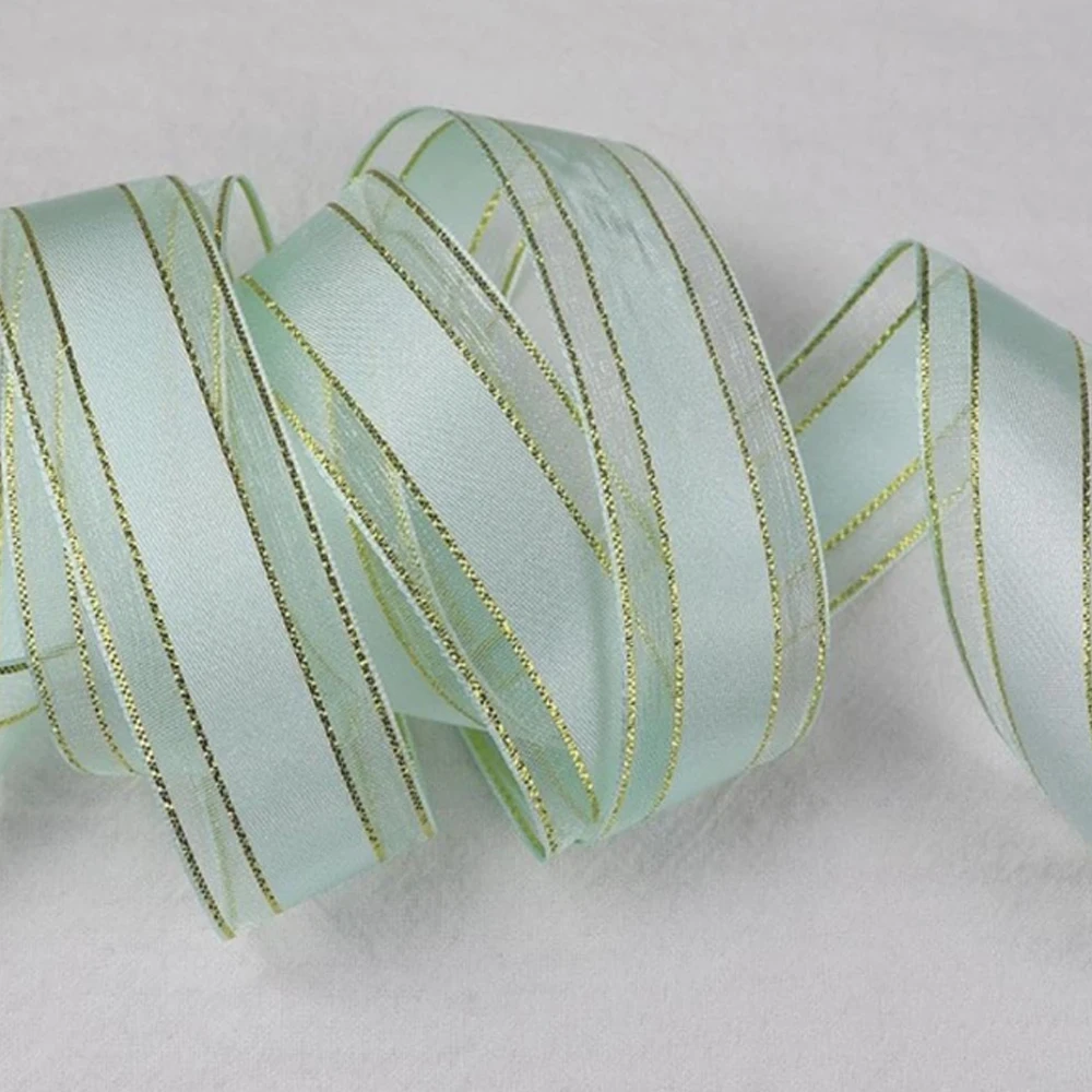 Factory Wholesale Satin Ribbon Metallic Trim Satin Organza Edge Ribbon For Wedding Gift Wrapping
