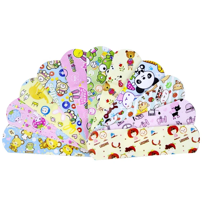 Factory direct sale 120 pcs cute cartoon print adhesive emergency band aids set for wounds