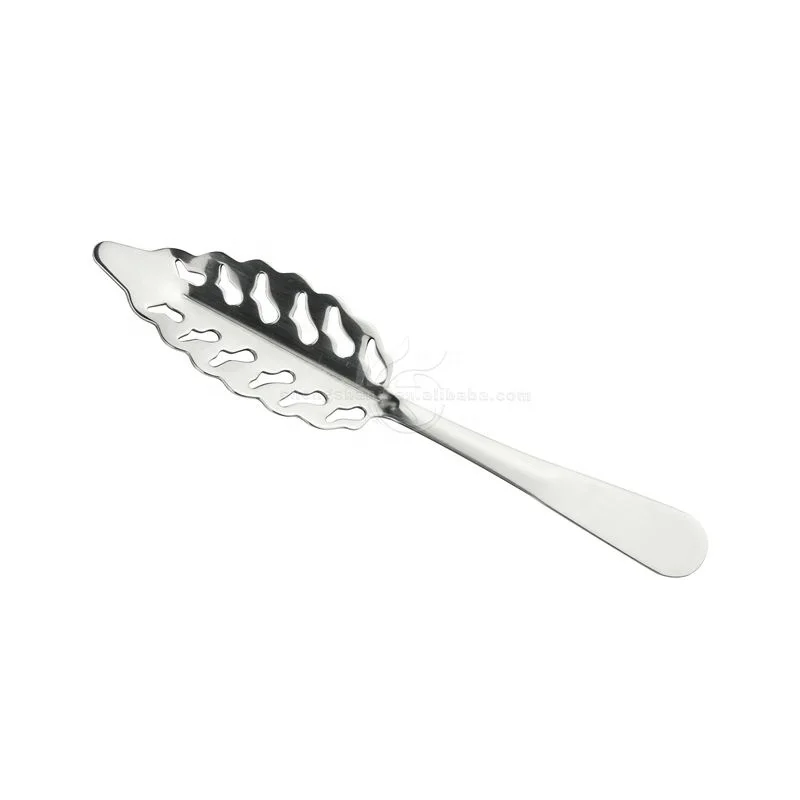 Leaves Shape Stainless Steel Sugar Absinth Spoon bar wormwood leaf spoon