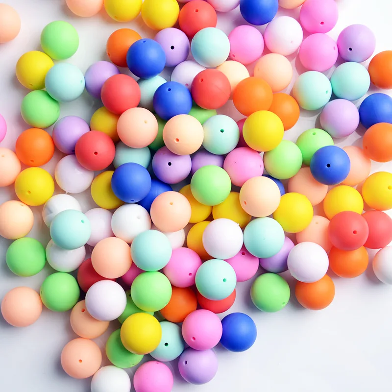 Wholesale Color Teething Bracelet Children 9mm 12mm 15mm 18mm Baby Bead Bpa Free Food Grade Chew Teether Round Silicone Beads