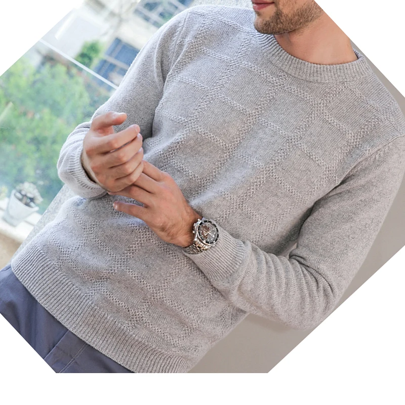 Customized Crew Neck Private Label Cashmere X letter Argyle Sweater For Men.