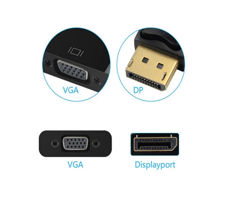 Gold Plated 1080P Display Port Male To Vga 15PIN Female Adapter Converter Cable Displayport DP To Vga