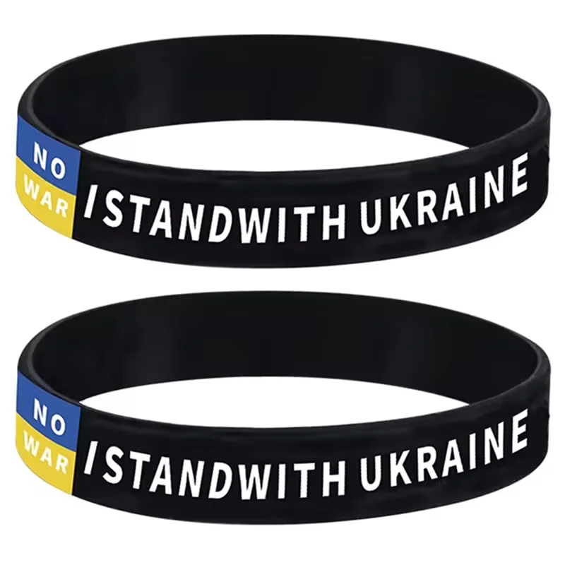 Rubber Soccer Ukraine Country National Flag Wristband Yellow Football Sport Elastic Silicone Bracelets&amp Bangles Gifts