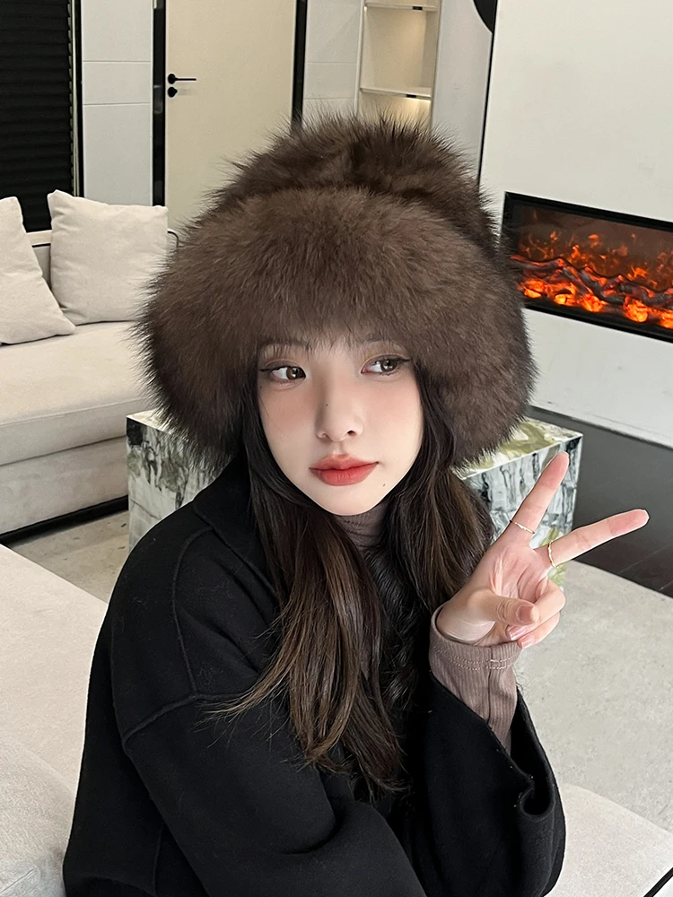 2024 Women New Collection Luxury Real Sable Fur Hat Ladies Winter Genuine Mink Fur Cap