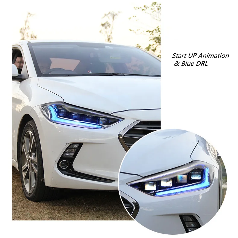 HCmotion завод 6-го поколения Avante анимация DRL фары 4 светодиодные линзы 2016 2017 2018 для Hyundai