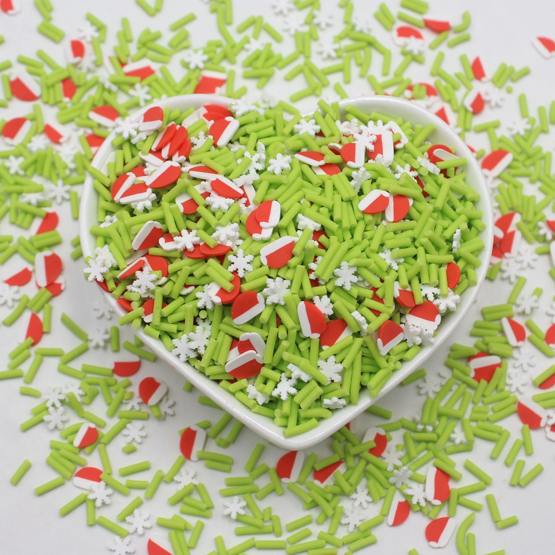 Well Quality 1KG Christmas Themed Red Hat with Snowflake Mixed Long Candy Slices Sprinkles for Diy Slime Crafts
