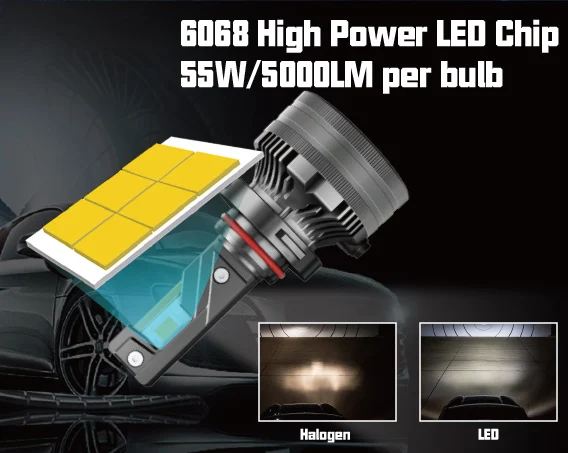 EVITEK 2 years warranty N5 H7 H11 H1 H3 9006 9005 H4 H13 Led Headlight Bulbs Super Bright 110W 18000LM 12V 6068 CSP LED Chips