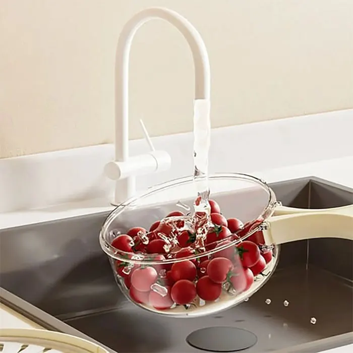Plastic Drain Basket with Lid Handle Fresh Fruit and Vegetable Storage Containers for Washing and Drain Colanders