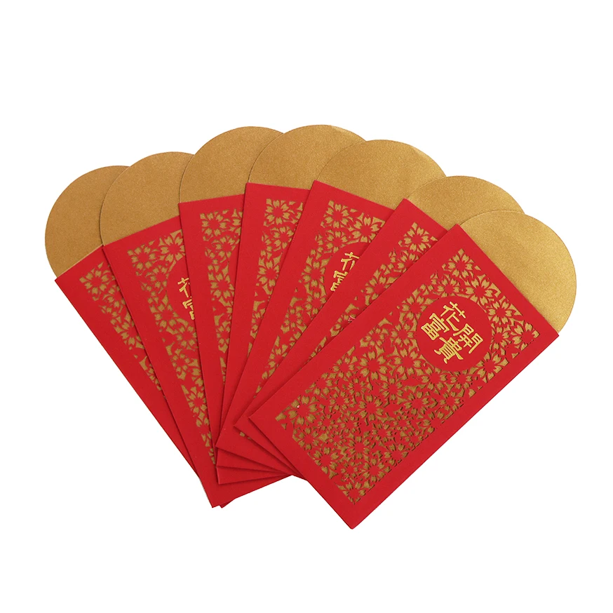 Сделанный на заказ лазером резной счастливый деньги красные пакеты конверт для китайского Нового года