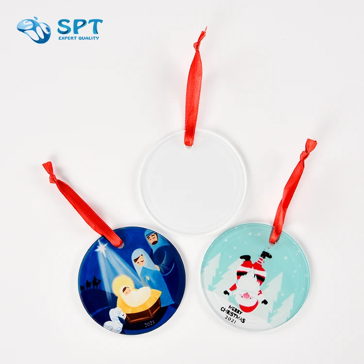 Well-selling ornament 2021 christmas sublimation round imprint ornament personalized customise