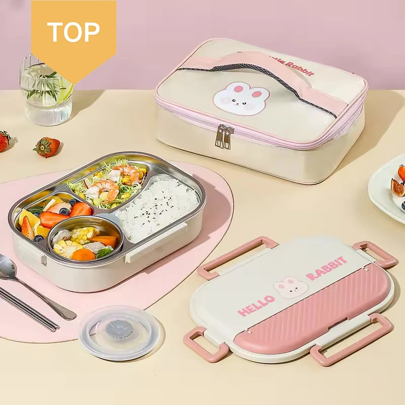 304 18/8 Stainless Steel Insulated Microwavable Cute Children Student meal bento Lunch Box