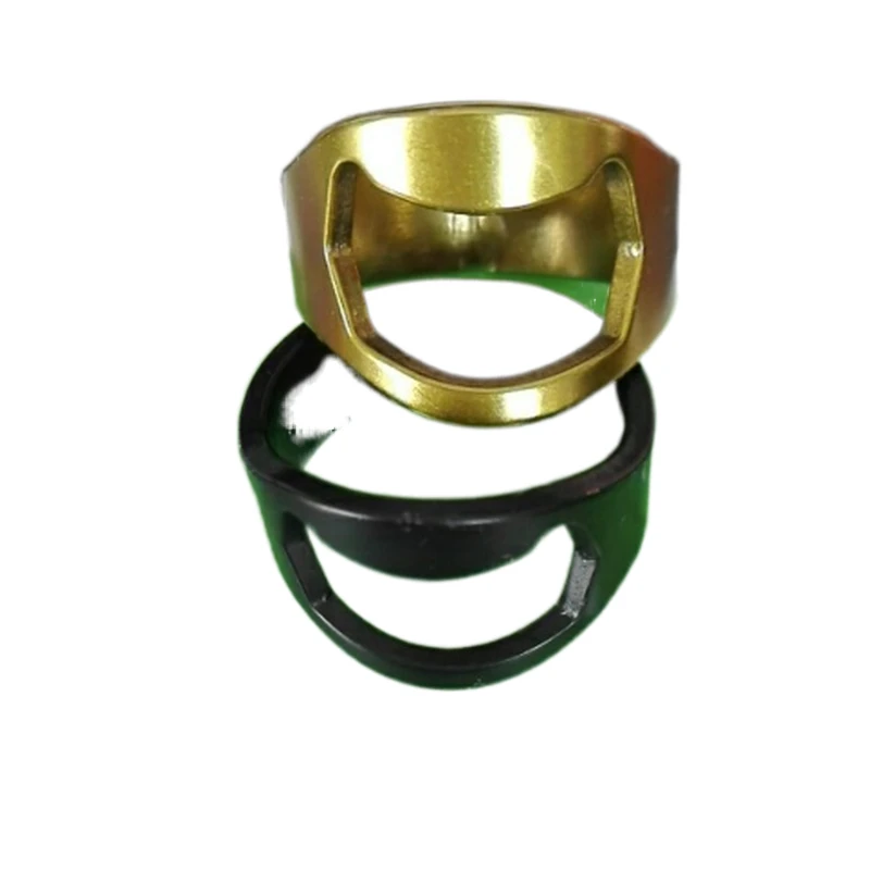 low moq for custom logo laser engrave Cheap Colorful Stainless Steel finger Ring Bottle Opener