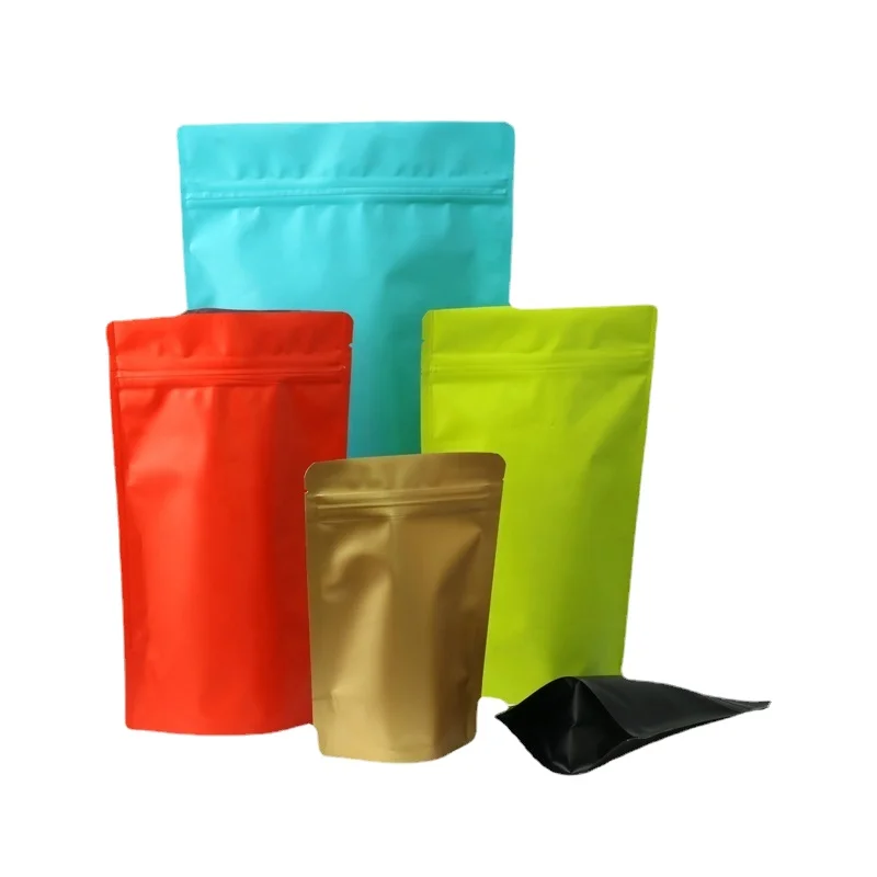 Custom print resealable matte black pink aluminum foil zip lock  sealed stand up zipper pouch bag for food package