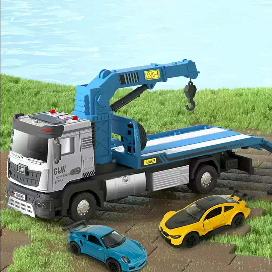 1/40 Diecast Model Toy Semi Truck Kids Electric Toy Rescue Truck Car Transport Toy Trailer Truck