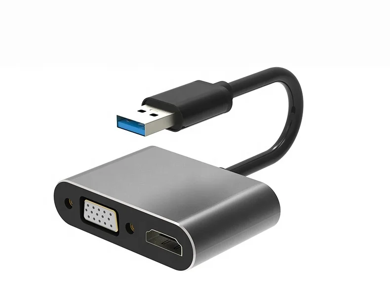 Оптовые производители USB 3,0 к HDTV VGA два в одном конвертер USB сплиттер 1080 P USB к HDTV + VGA