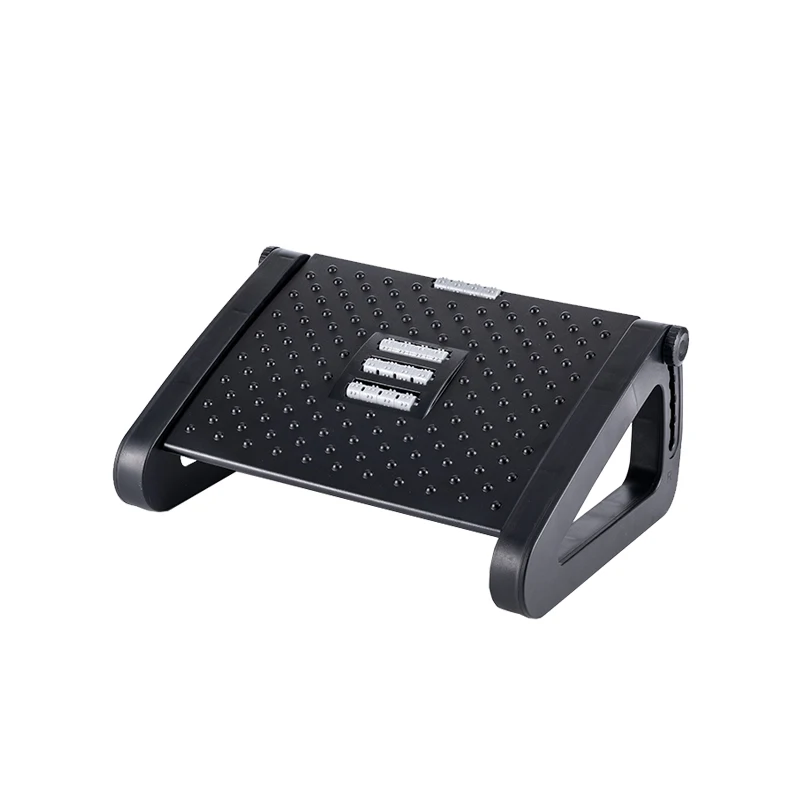 Factory wholesale ergonomic footrest stool ABS material 6 block height adjustable footrest stool with massage rollers