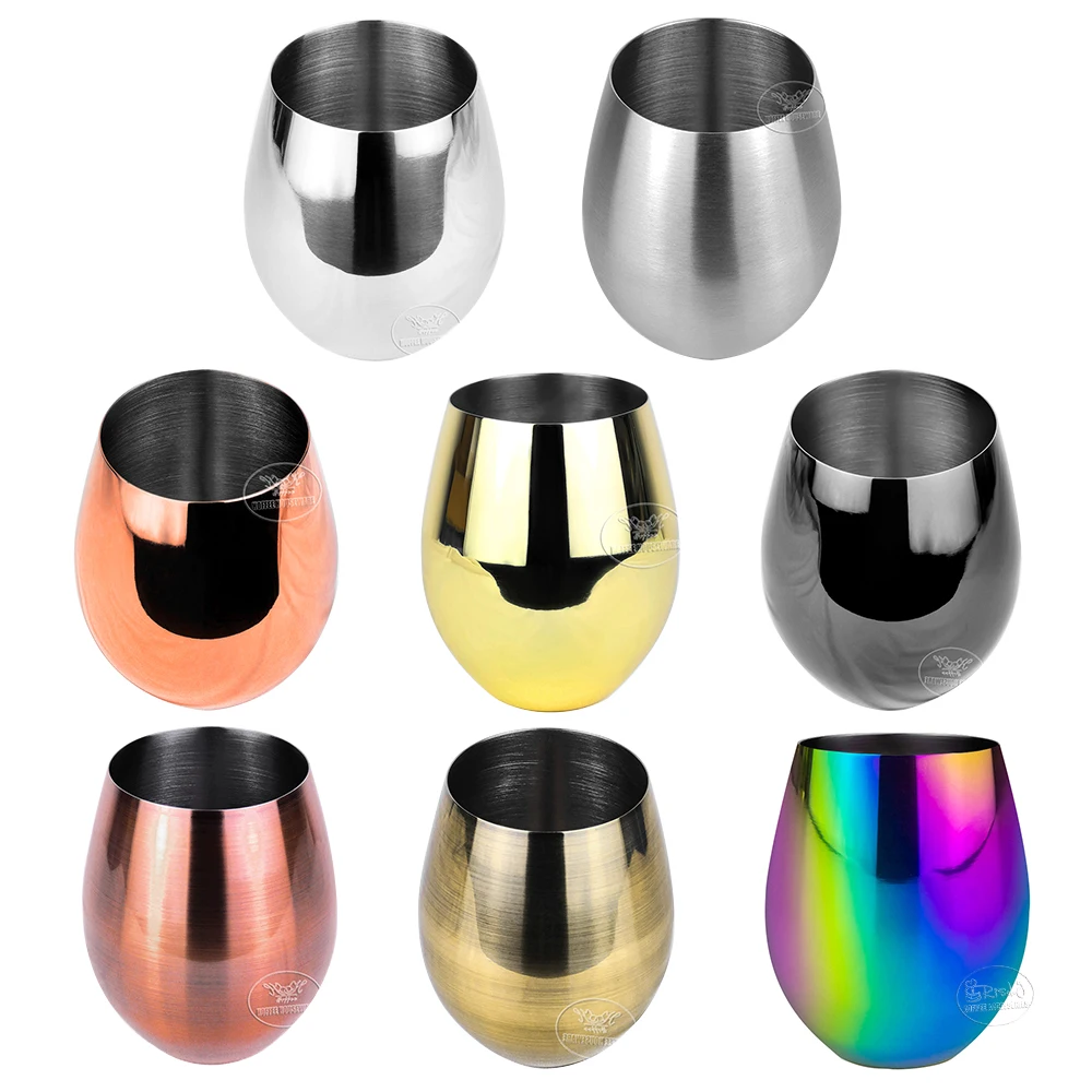 Stemless Stainless Steel Wine Glasses 570ml 19oz Metal Coffee Tea Cup Mugs Wine Cocktail Beer Drinking Tumbler