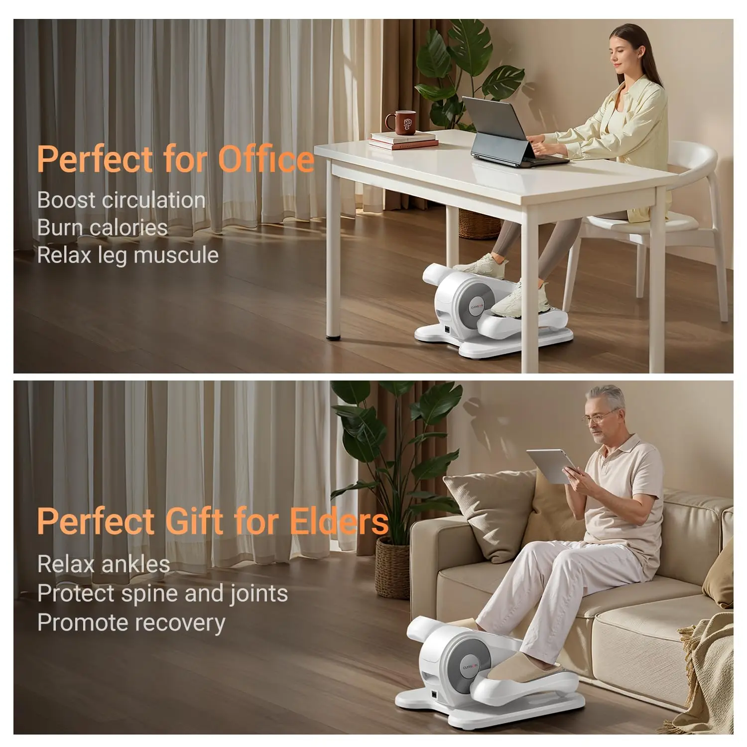 TUDEEN  Home Electric Elliptical Stepper Exercise Machine Multiple Sport Modes Under Desk Elliptical Machine