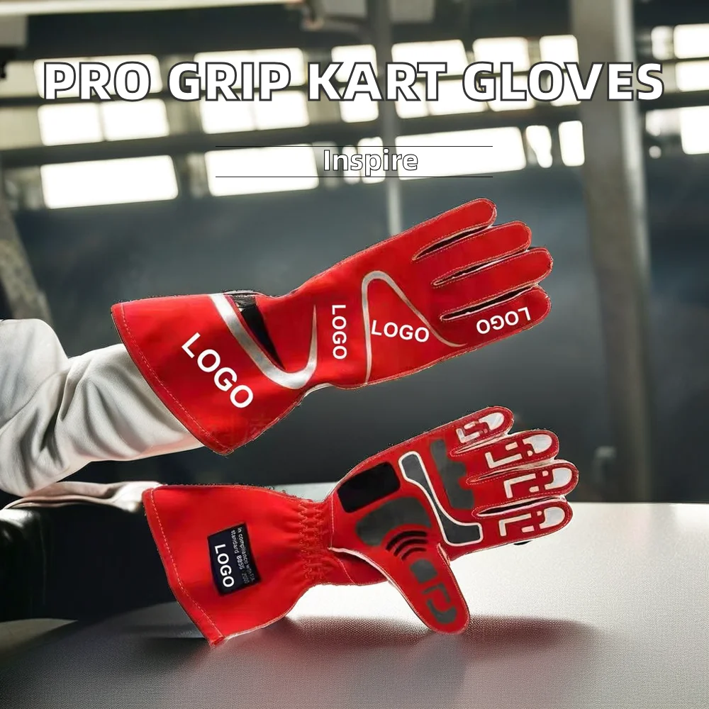 Factory Team Pro Grip Outdoor Sports Leather Gloves Kart Racing Breathable High Custom Logo Design Available City Sialkot