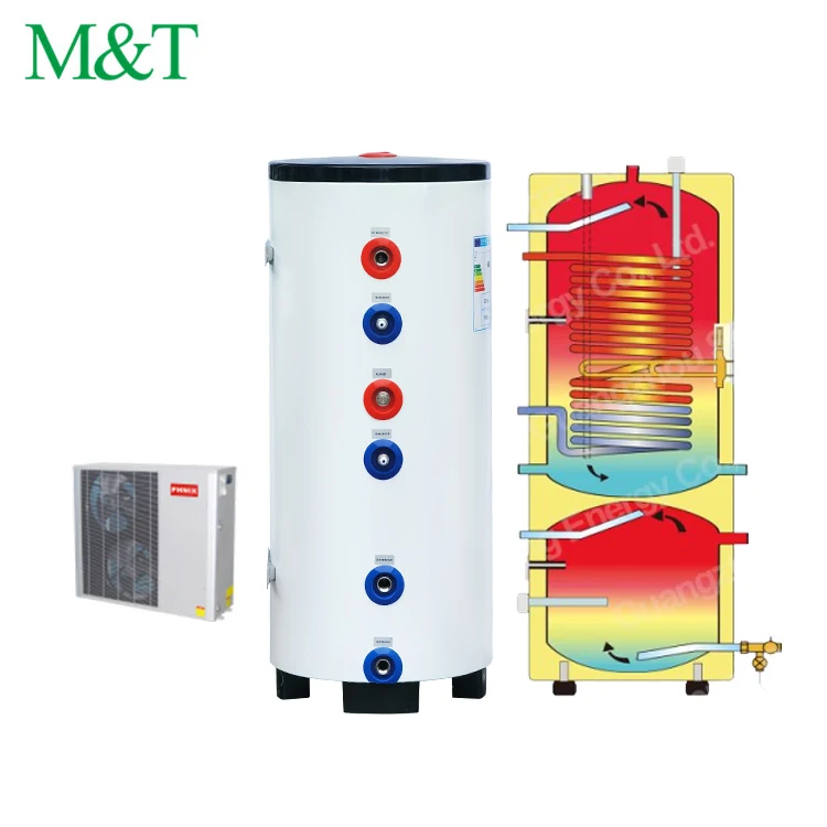 100L DHW And Buffer Heating System For House 7kw Heat Pump Hot Water Heater Hot Water Tank Gas Boiler Water Heater With Coil