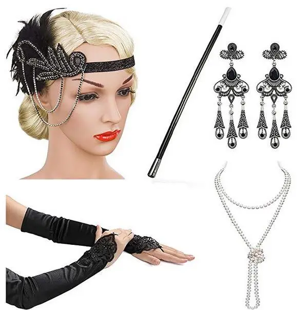 50% Off Ecoparty 1920 S Fancy Dress Flapper Gatsby Charleston Gangster Costume Accessories