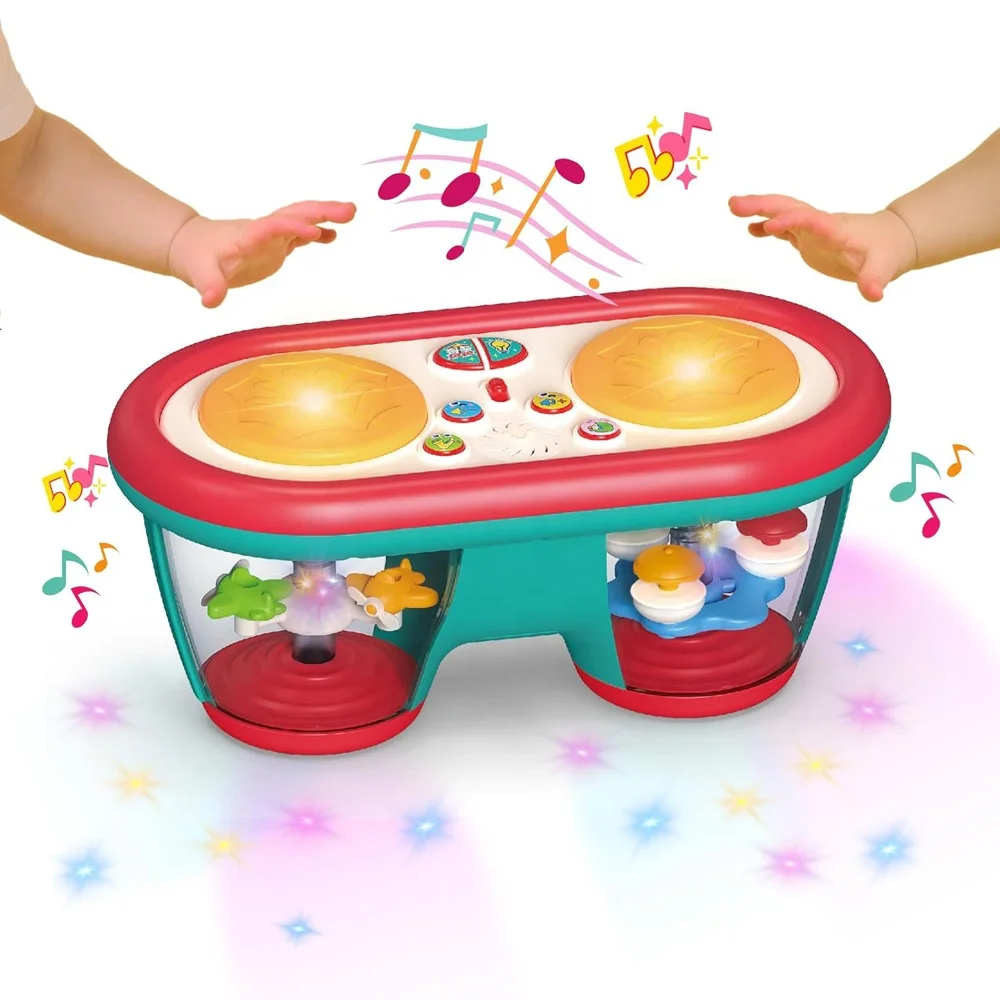 Baby musical hand clap drum toy color change night light drum projector toy musical instrument with rotating lights and sounds