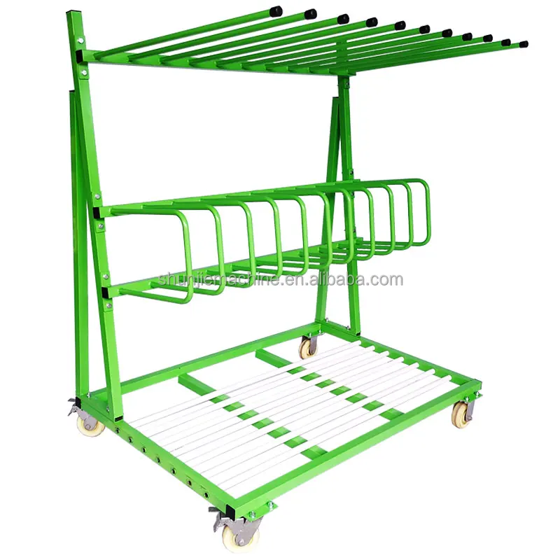 Customized three layers heavy duty aluminum profile transport cart metal storage racking shelves trolley
