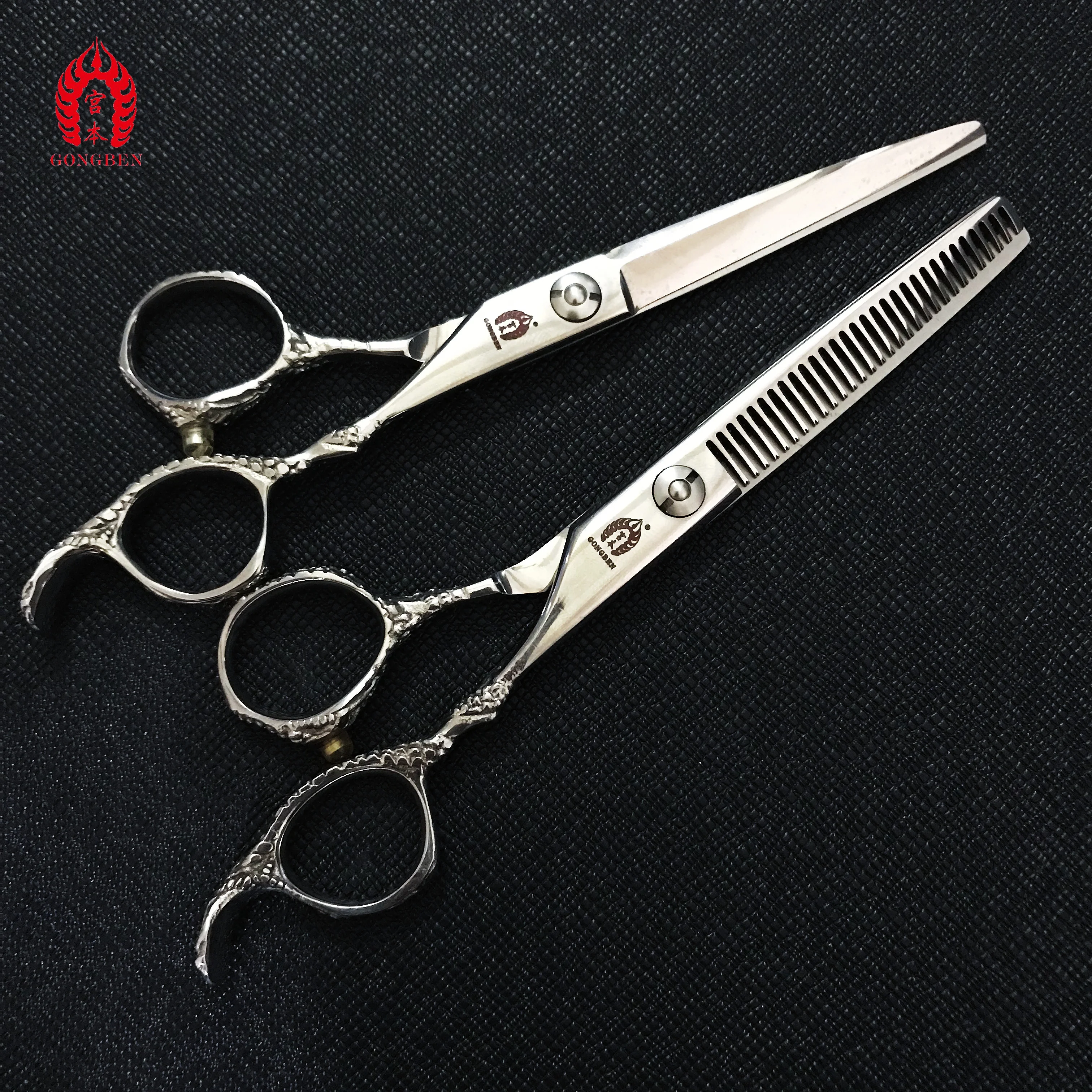 Gongben Japan440C стальные парикмахерские профессиональные ножницы для стрижки волос прямая продажа модная настраиваемая ручка из нержавеющей стали острый наконечник лезвия