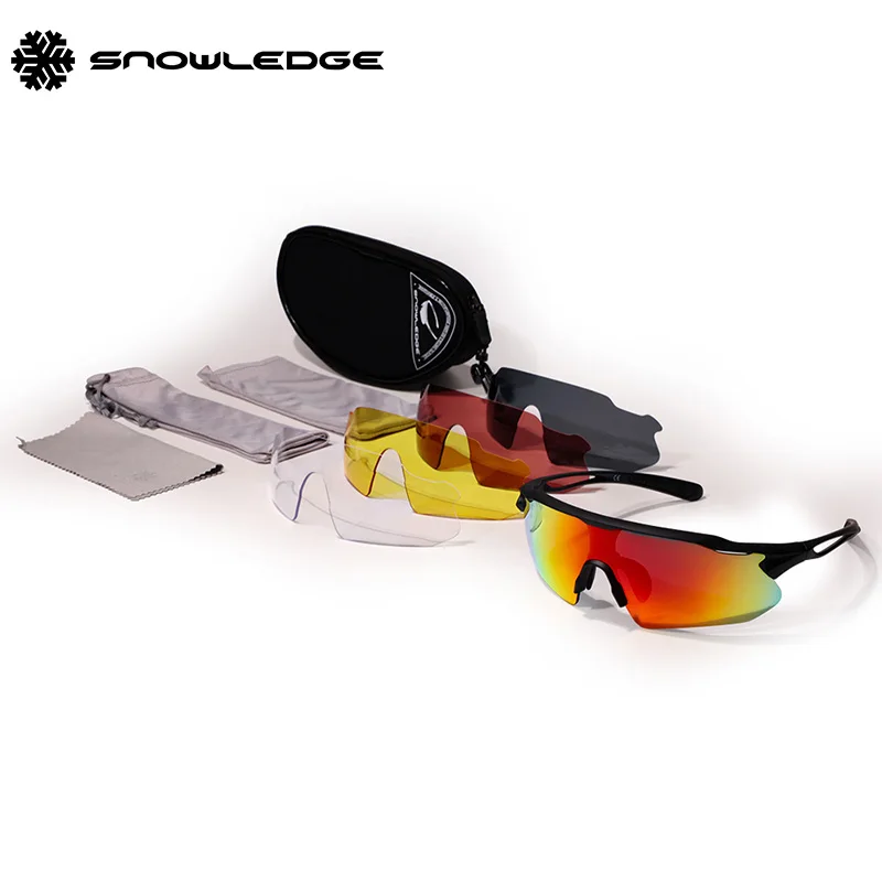 Snowledge 502 Polarized Cycling Glasses UV 400 Sports Sunglasses Windproof Biking Goggles for Running Hiking Golf Fishing
