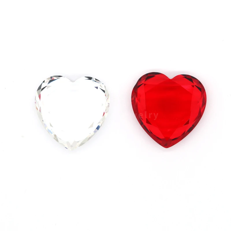 YT Jewelry Heart Cut Red and Colorless Color Glass Gems for Lovers Jewelry DIY