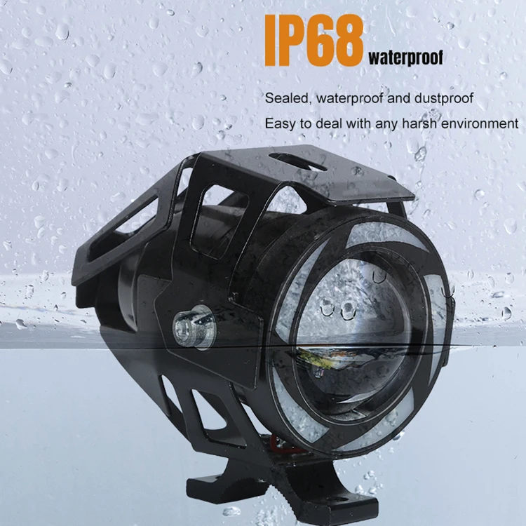 Good Quality Black Aluminum Angel Eye Waterproof IP68 10W LED Headlights Motorcycle Lighting System
