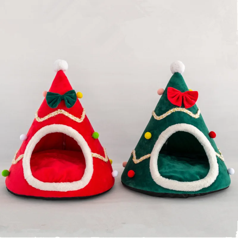 Cat Cave Bed Winter Christmas Tree Pet Bed Creative Sponge Pet Beds