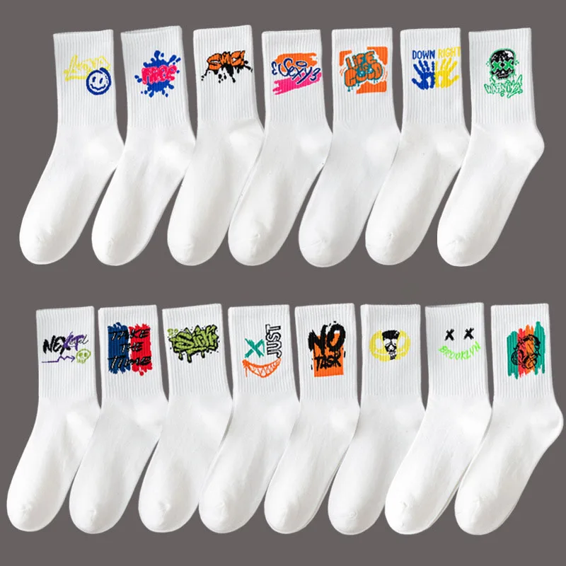 2024 Custom Logo Adult Men Women Unisex Sports Socks Autumn Color National Asymmetrical Casual Quick Dry Long Tube Cotton Socks