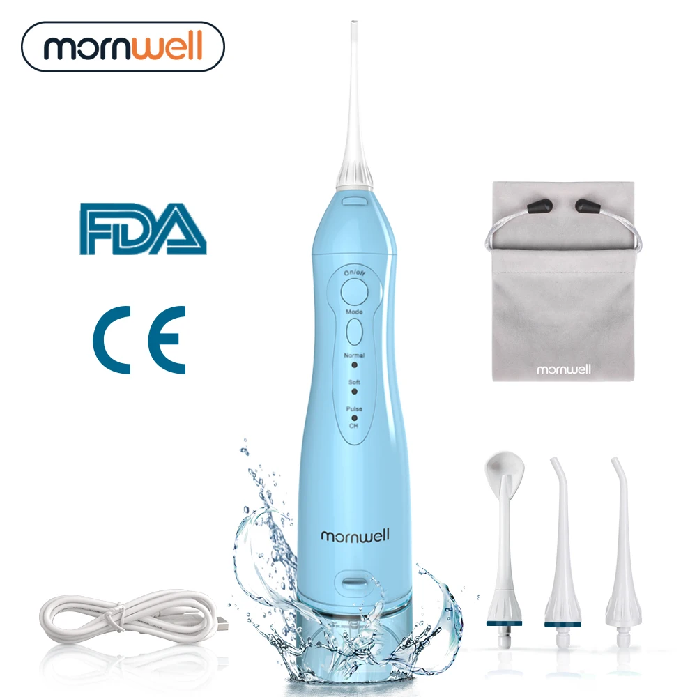Mornwell Hot Oral Irrigator IPX7 D52 USB Rechargeable Dental Cleaner Detachable Water Tank Portable Travel Water Flosser 300ml