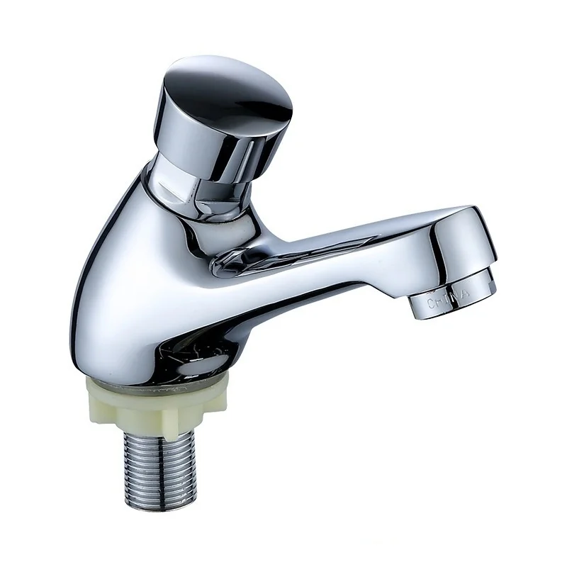 Copper Single-Handle Delay Basin Faucet Public Toilet Pressing Faucet for Airport Gym and Wash Basin Use Bathroom Accessory